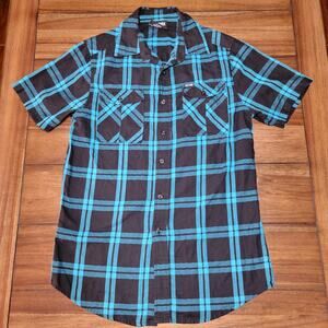 Zoo York Blue & Black Plaid Button Up Unisex Shirt - Size Small